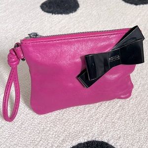 Sonia Rykiel Pink Leather Wristlet w/Bow & Dust Bag